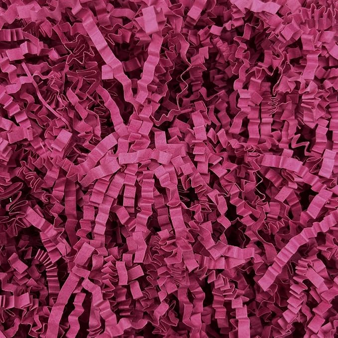 Tisspoms 1LB Hot Pink Crinkle Cut Paper Shred Filler, Paper Shreds for Basket Fillers, Birthday, Gift Wrapping, Anniversary, Wedding, Halloween, Valentine's Day, Christmas Gift Decor Party Filler