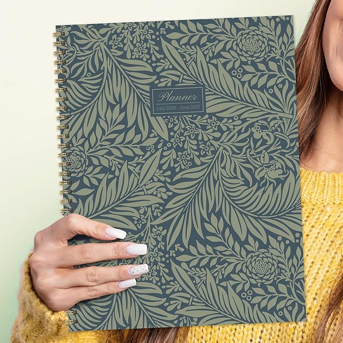 TF Publishing July 2026 - June 2027 Leaf Motif Large Weekly Monthly Planner - 12 Month Academic Planner 2026-2027 with Durable Cover, Thick Uncoated Paper and Planning Stickers - 9in x 11in