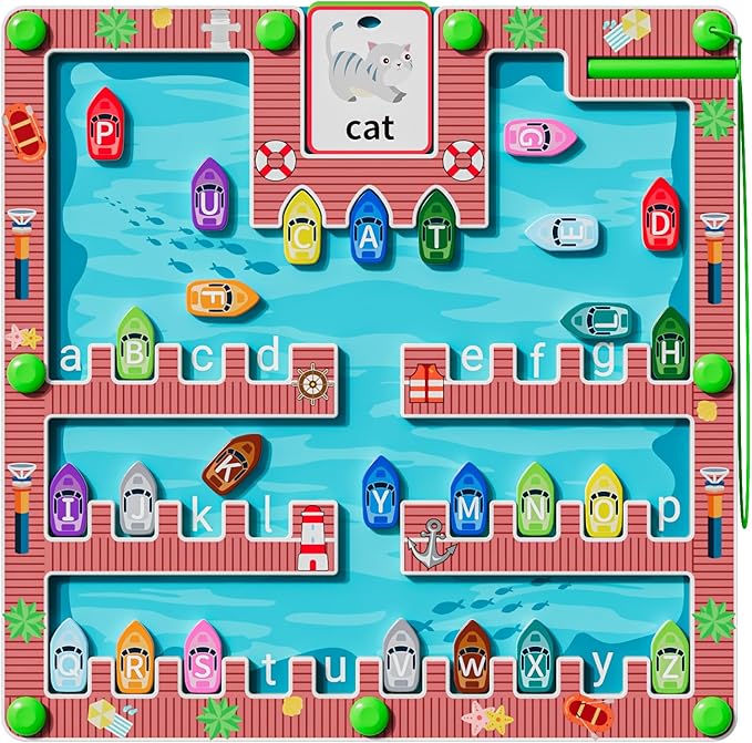 zhiwuzhu Magnetic Alphabet Maze,Montessori Magnetic Maze Board,Alphabet Puzzle Toddler Toys for Ages 2-4,Toddler Preschool Learning Toys