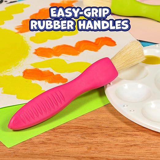 READY 2 LEARN Triangle Grip Toddler Paintbrush Set - Set of 6 - Easy-Grip Art Supplies - Thick Paint Brushes for Toddler Art - Art Supplies for Toddlers 1-3