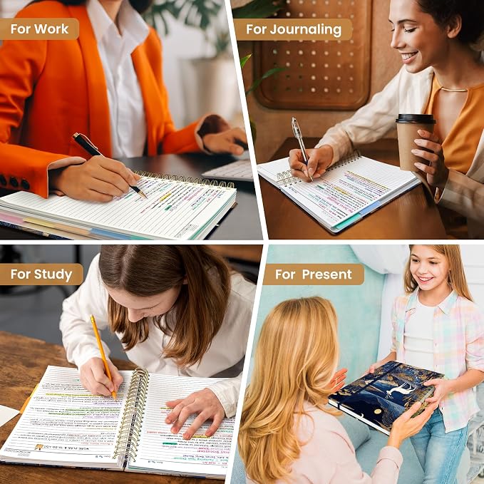 Taja Spiral Notebooks for Work 5 Subject Notebook with Removable Dividers
