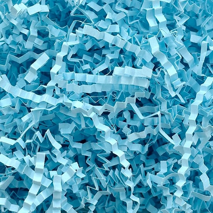 1LB Crinkle Cut Paper Shred Filler for Gift Box Bag and Basket On Holidays(Light Blue)