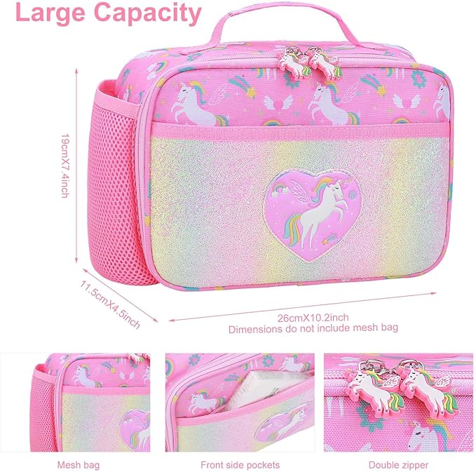 RHCPFOVR Kids Lunch Bag - Insulated Lunch Box for Boys Girls,Washable Lunch Bag and Reusable Toddler Leak-proof Lunchbox for School and Daycare