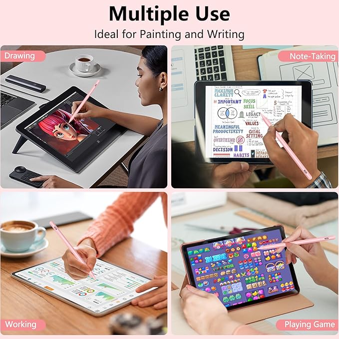 Stylus Pen for iPad 2018-2025 with Palm Rejection, Active Pencil for iPad 10th/9th/8th/7th/6th Gen, for iPad Pro 11/12.9 inch, for iPad Air 5th/4th/3th Gen, for iPad mini 6th/5th Gen (Rose Gold)