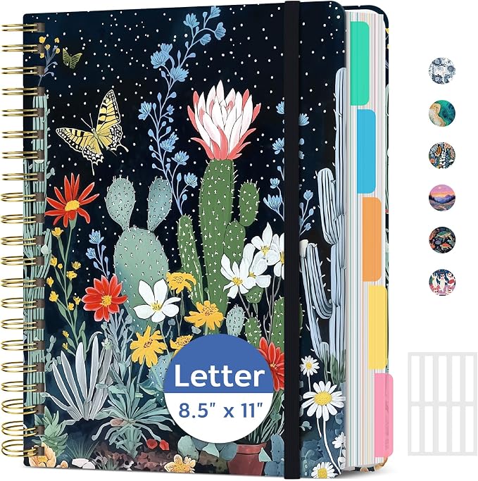 ZOTIA Large Spiral Notebooks for Work 5 Subject with Removable Dividers