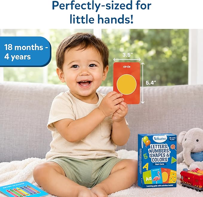 Skillmatics Thick Flash Cards for Toddlers - Letters, Numbers, Shapes & Colors, Montessori Toys, Preschool Learning Activities, Learning Aids, Gifts for Kids Ages 1, 2, 3, 4 Years