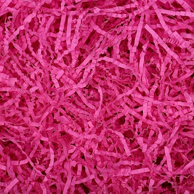 woric 10.6oz(300g) Crinkle Cut Paper Shred Filler, Pink Crinkle Paper Filler Stuffing for Gift Wrapping Basket Box Filling Mother's Day Wedding Birthday