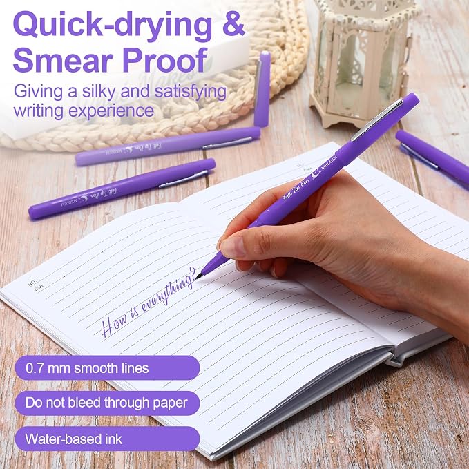 Fuyoooo 36 Pcs Purple Felt Tip Pens Bulk, Quick Dry, 0.7 mm Medium Point
