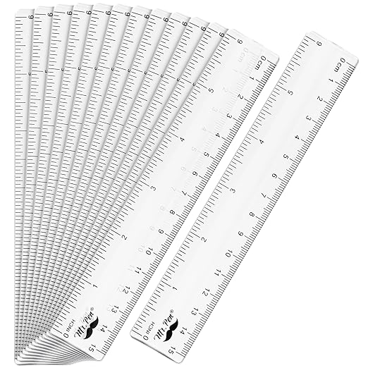 Mr. Pen- Bulk Plastic Rulers, 6 Inch, 12 Pack, Easy-to-Read Markings, Scratch-Resistant Design, Durable Clear Ruler for Crafting Office & School, School Supplies, Bulk Rulers Set, Measuring Tools
