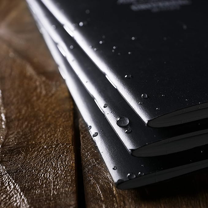 Rite In The Rain Weatherproof Stapled Notebook, 4.625" x 7", Black Cover, Universal Pattern, 3 Pack (No. 771FX)