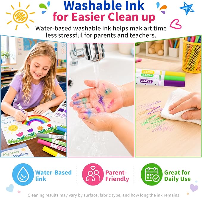 Markers Bulk, 480 Washable Markers for Kids Classroom, 24 Colors