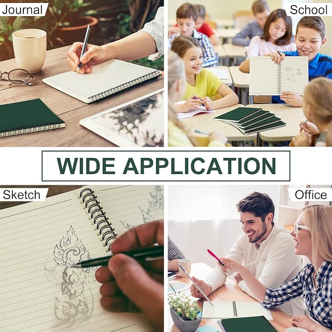 Yahenda 108 Pcs Spiral Notebooks, 1 Subject, Wide Ruled, Deep Green