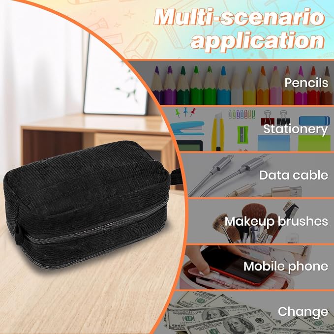 Big Capacity Pencil case,Soft Corduroy Pencil Bag with 3 Compartment,Pencil Pouch School Supplies Cute Pencil Box Pencil Bag for Teen Girls Boys College