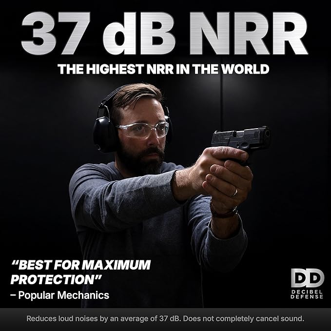 DECIBEL DEFENSE Professional Safety Ear Muffs 37dB NRR - The HIGHEST Rated & MOST COMFORTABLE Ear Protection for Shooting & Industrial Use - THE BEST HEARING PROTECTION...GUARANTEED (SAFETY YELLOW)