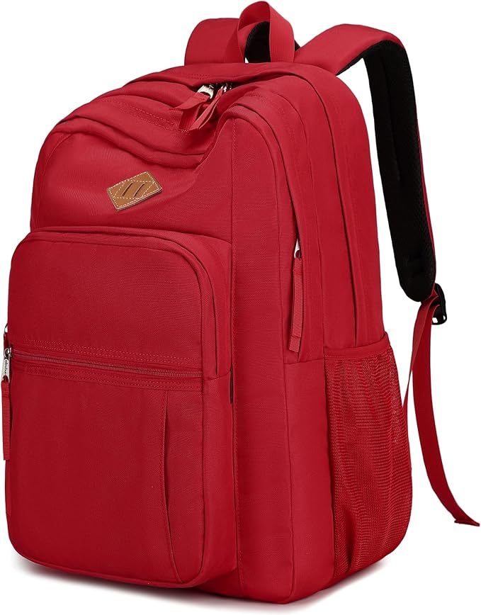 abshoo Girls Solid Color Backpack For College Women Water Resistant Large School Bag (Red)