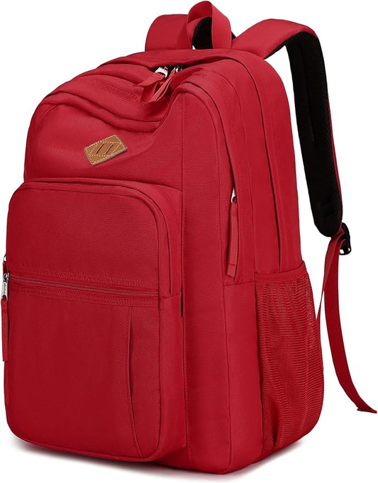 abshoo Girls Solid Color Backpack For College Women Water Resistant Large School Bag (Red)