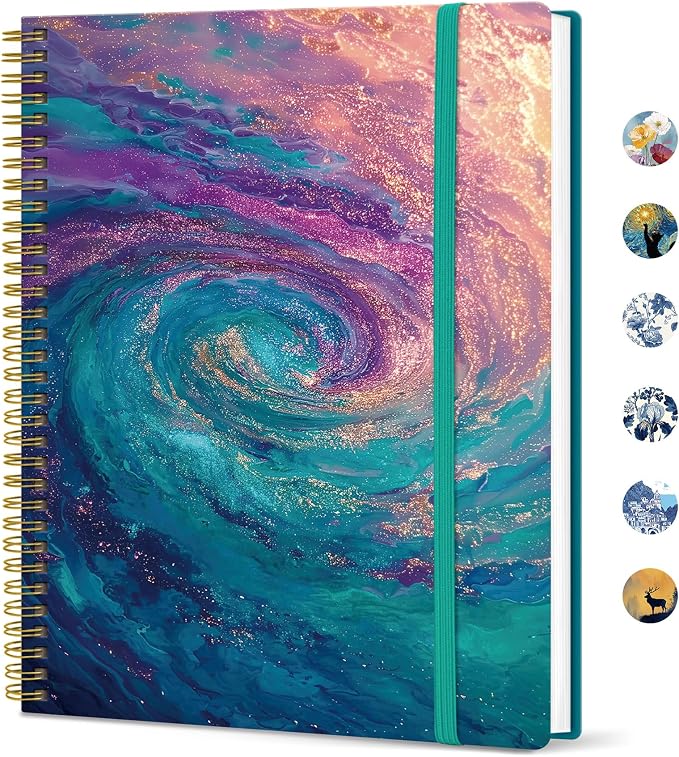 Taja Large Spiral Lined Journal for Women and Men, Notebook for Work