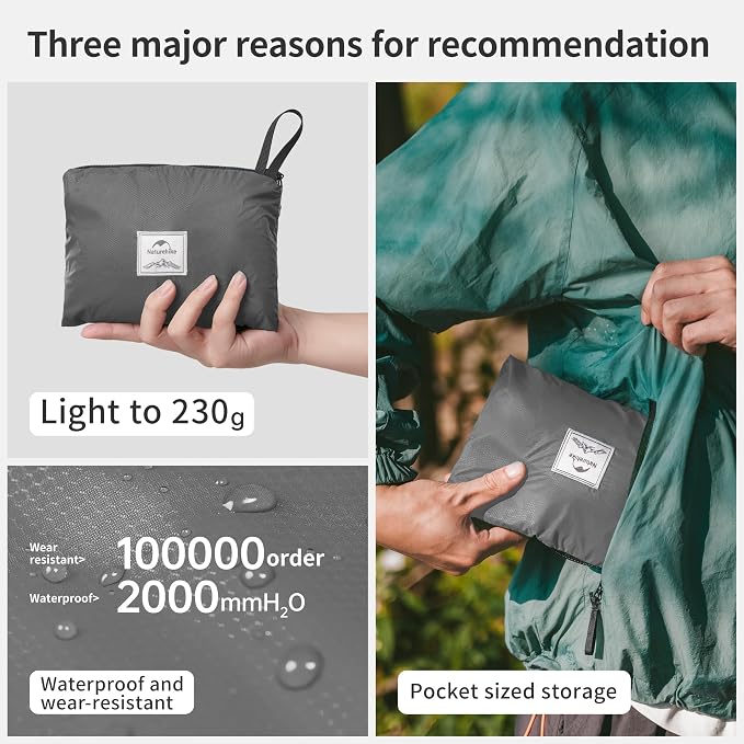 Naturehike 25L Lightweight Hiking Backpack, Waterproof Camping Packable Backpack Ultralight for Travel, Airplane, Small Hiking Daypack for Adults, Grey