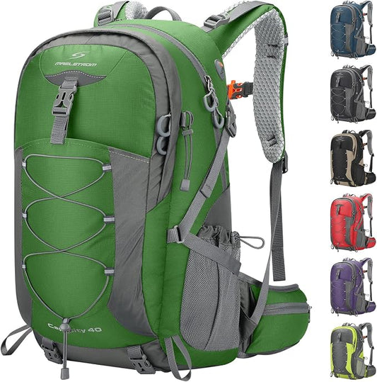 Maelstrom 40L Hiking Backpack, Lightweight Camping Daypack with Rain Cover | Water-Resistant Rip-Stop Nylon, Wet/Dry Separation, Multi-Pockets, Survival Whistle. Ideal For Men, Women, Travel, Trekking