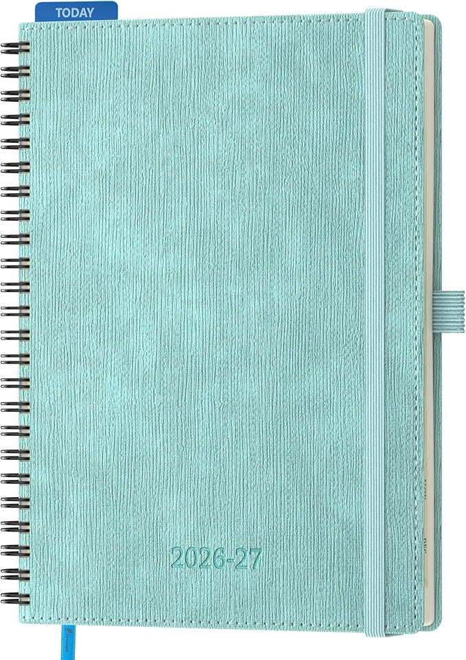 2026-2027 Planner, Daily Weekly Monthly Academic Planner, 18 Months Spiral Bound Agenda, 6.5"x 8.5", Vertical Layout, Calendar Planner, Vegan Leather Soft Cover,Sky Blue