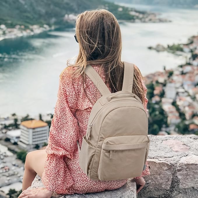 G4Free Small Backpack for Women, lightweight Daypacks for Travel School | Water-resistant Nylon Backpack, fits 13.3" laptop, Multi-pockets, Trolley strap, Comfy padded straps