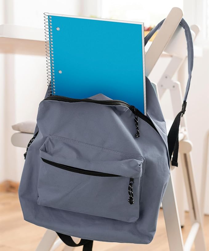 Dunwell 3-Subject Spiral Notebook, College Ruled, 150 Sheets, Blue