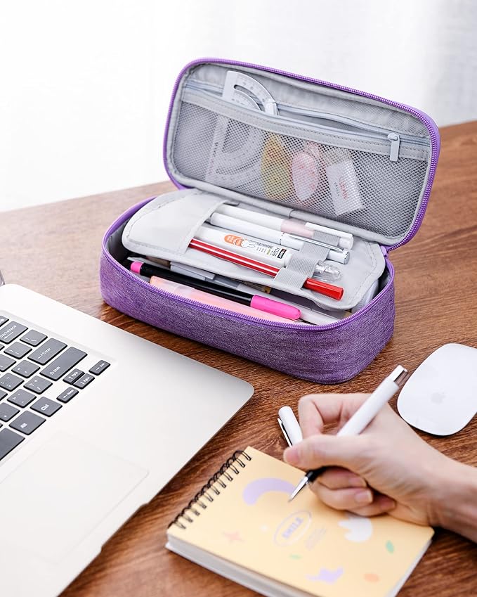 YOKUMA Pencil Case,Large Capacity Pencil Pouch,Aesthetic Zipper Pencil Box, Back to School Supplies for College Student Teen Adults,Travel Essentials,Electronic Cable Organize