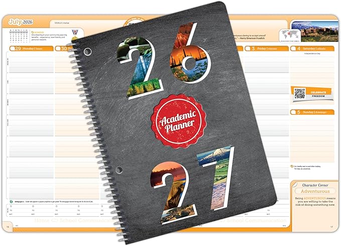 Dated Middle High School Student Planner 2026-2027 Academic School Year, ‎Medium (6.75" by 9") Matrix Style Datebook with Boulder Cover