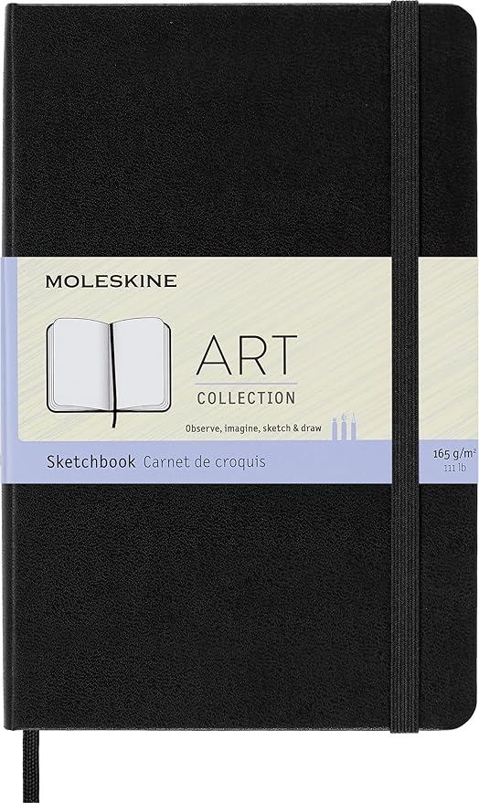 Moleskine Art Sketchbook, Hard Cover, Medium (4.5" x 7") Plain/Blank, Black, 88 Pages