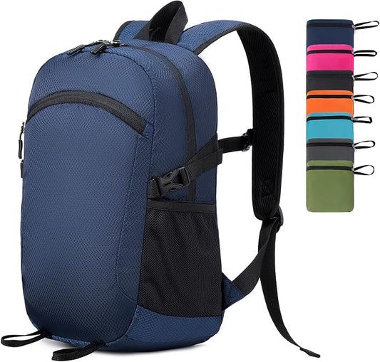 Lightweight Hiking Backpack 30L Packable Foldable Daypack Collapsible Travel Bag Water-Resistant for Women Men (Navy Blue)