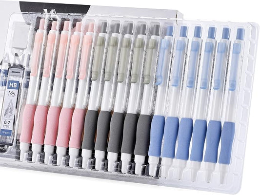 MozArt Cute Mechanical Pencil Set 0.7mm 16PCS Pastel Aesthetic Girls | 30 HB Lead Refills – Aesthetic Pastel Design – Art & Drawing Supplies for Girls, Students & Kids – Cute Writing Pencils