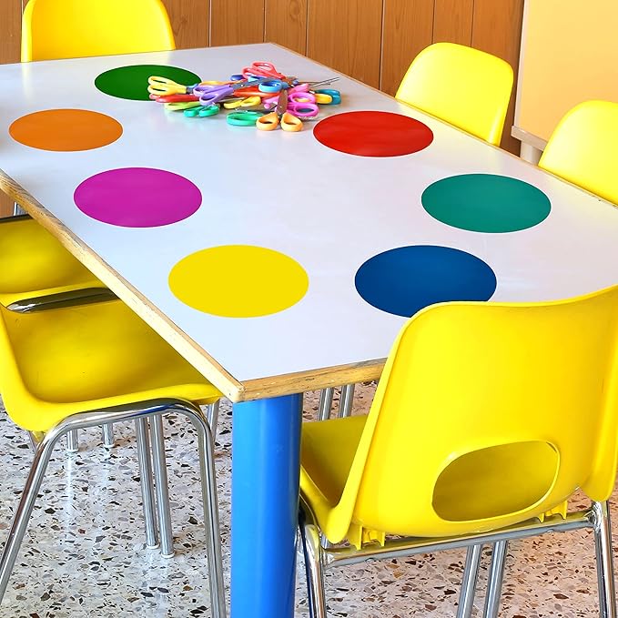 SCRIBBLEDO 8 Pack Dry Erase Dots 11 inch Colorful Dry Erase Circles for Tables Whiteboard Wall Removable Vinyl for School Classroom Teachers Students