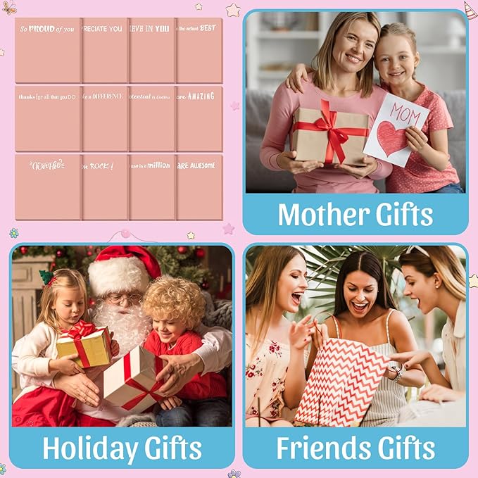 Yinder 24 Pcs Inspirational Sticky Notes Cute Motivational Sticky Notes Pad End of Year Employee Appreciation Gifts Bulk for Teacher Nurse Coworkers Office Supplies 3 x 3'' (Motivational,Pink)