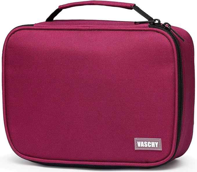 VASCHY Large Pencil Case, Art Color Pencils Pouch with Detachable Layers Multiple Zip Pockets for School Office Stationary Organization Burgundy
