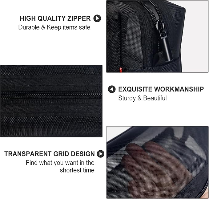 Fmeida Mesh Pencil Case Large Capacity Pencil Bag with Handle Pencil Cases Zipper Portable Pencil Storage Pouch Bag Pen Holder Minimalist Stationery Organizer