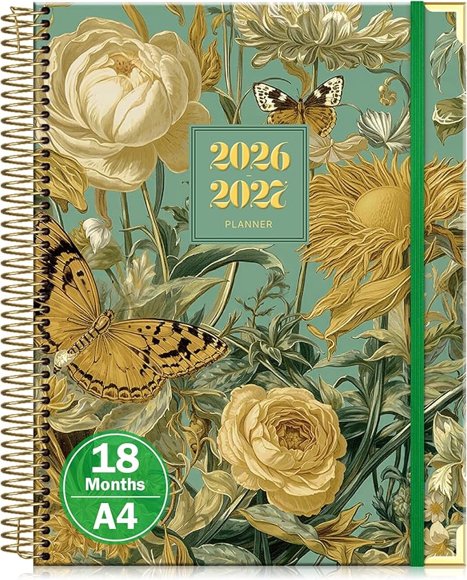 Planner 2026-2027, 8.5" x 11" Academic Planner Jul 2026 - Dec 2027, 18 Month Planner Weekly and Monthly, Hardcover Calendar Planner with Large Laminated Tabs, No Bleed Paper, Pockets for Women Student