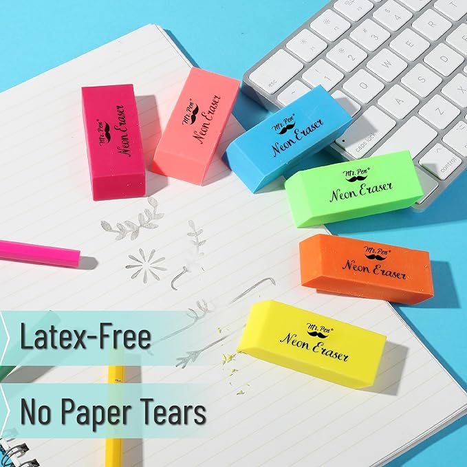 Mr. Pen- Pencil Erasers Bulk, 48 Pack, Neon Colors