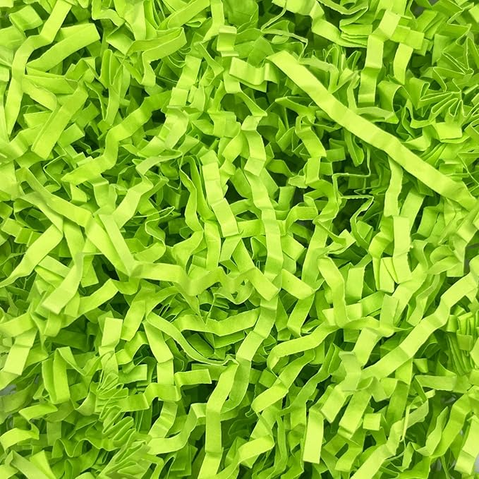 1LB Crinkle Cut Paper Shred Filler, Paper Shreds for Basket Fillers, Birthday, Gift Wrapping, Anniversary, Wedding, Halloween, Thanksgiving, Christmas Gift Decor Party Filler (Fluorescent Green)