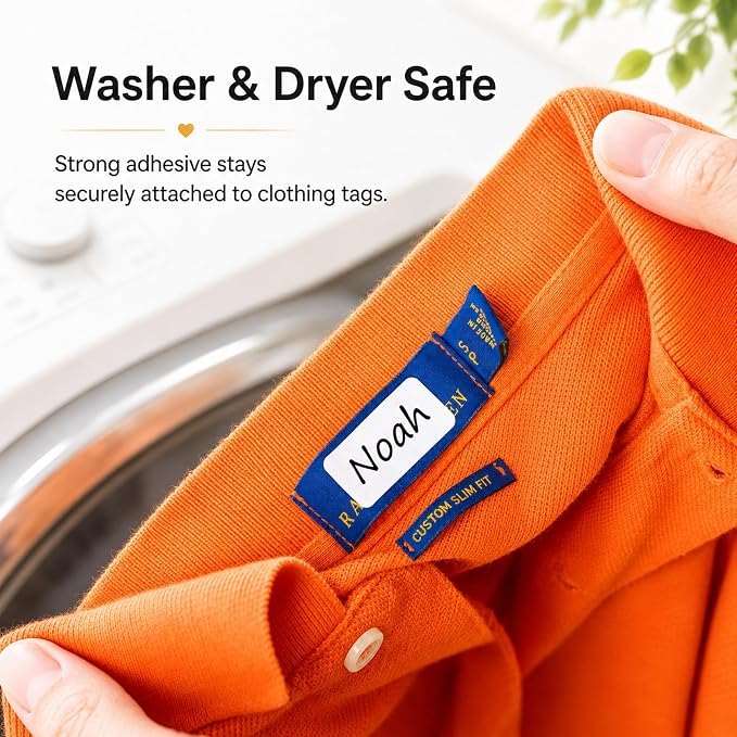 CHUBBIEE All Purpose No-Iron Kids Clothing Labels, 80-Pack | Self-Stick Write-On Fabric Labels for Camp, School, Daycare, Nursing Care, Toys, Organizing, Washer & Dryer Safe