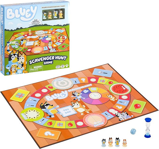 Bluey Scavenger Hunt Board Game, Cooperative Play with 4 Exclusive Mini-Figures, Learning Toys for 5+ Year Old, Fun Toy Token Collecting Game