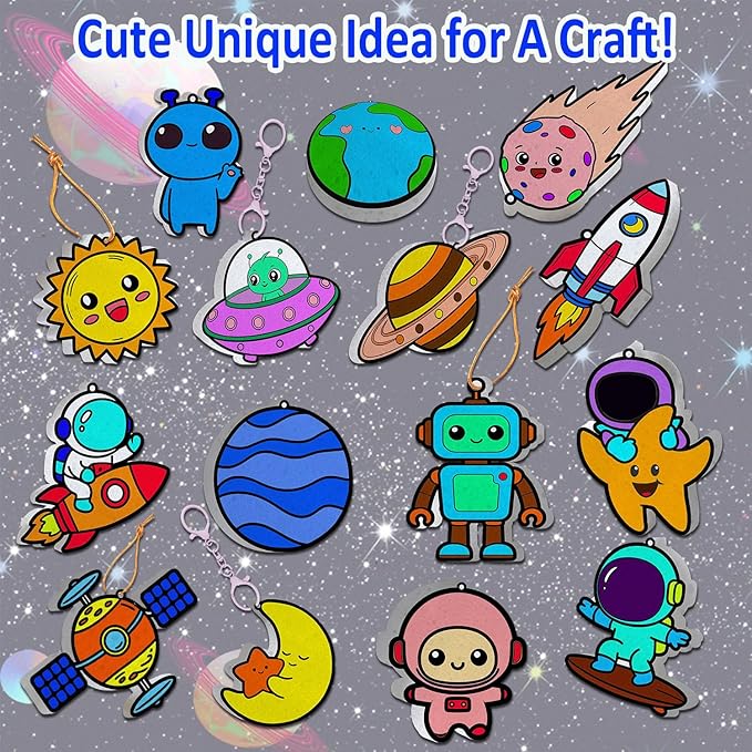 mom&myaboys 3D Aqua Puff Art Kit for Kids - Mess-Free Magic Water Painting Craft, DIY Color & Inflate Animals Activity, Creative Travel Gift for Girls & Boys Ages 4-10 (Outer Space)
