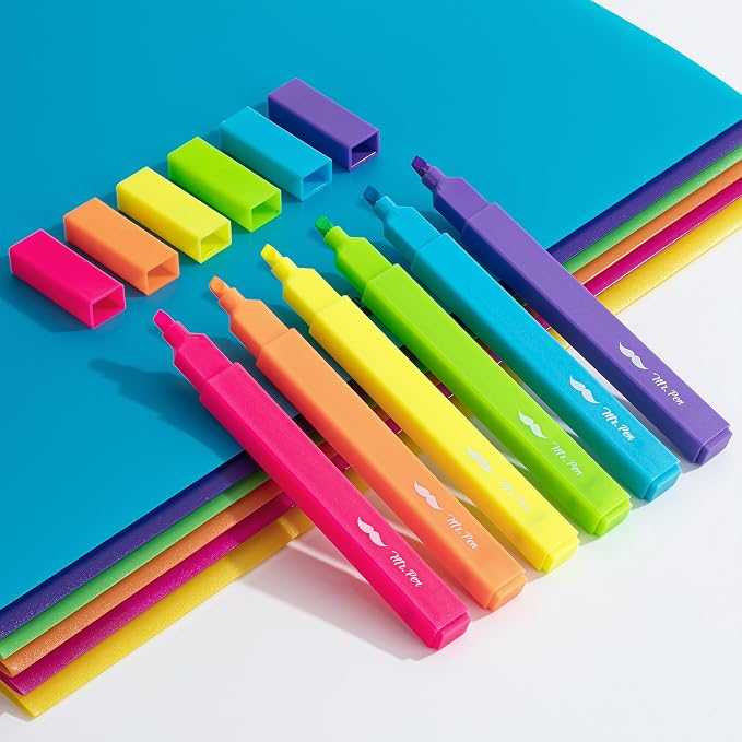Mr. Pen- Aesthetic Highlighters No Bleed, 6 Pack, Assorted Colors | Chisel Tip, Cute Highlighters Assorted Colors for Journaling, Highlighting, Underlining, Fast Dry, Back to School Supplies