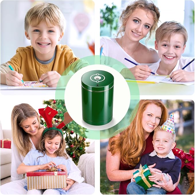 Fully Automatic Electric Pencil Sharpener,Rechargeable smart Pencil Sharpener.Suitable for No. 2/Colored Pencils (6-8 mm),Applicable to School/Classroom/Office/Home（Green）