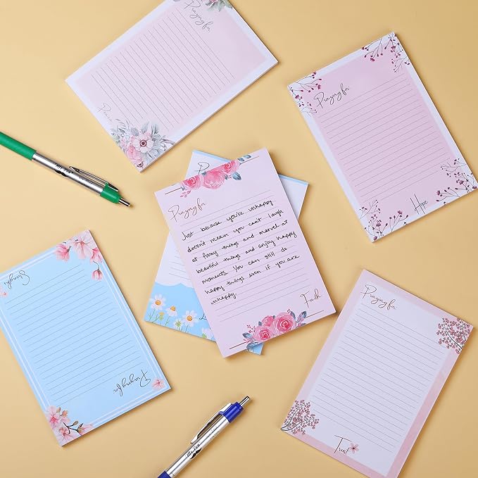 Mr. Pen- Floral Lined Sticky Notes, 4" x 6", 6 Pads, 60 Sheets/Pad, Large Aesthetic Sticky Notes with Lines, Ruled Post Stickies, Memo Pads, Self-Stick Note Pad for Office, School, Home, Study
