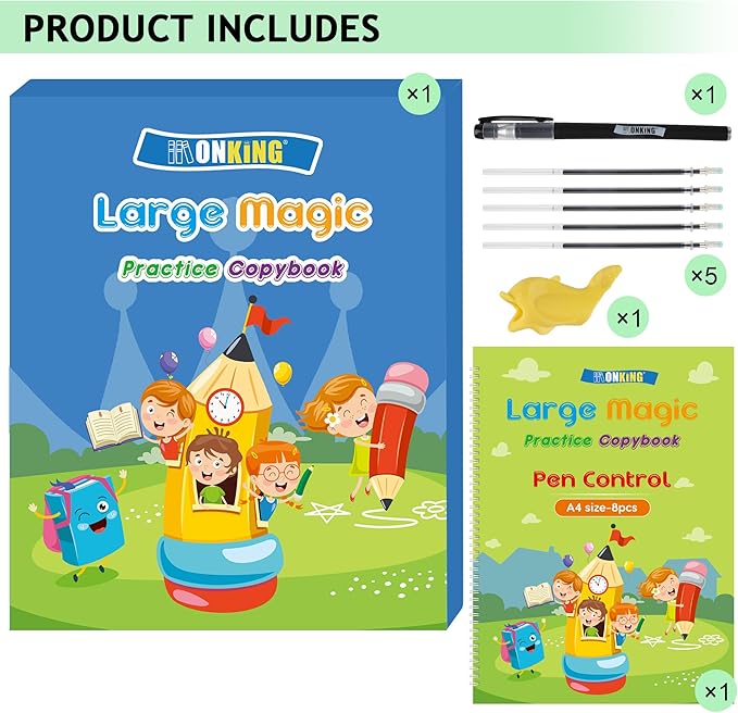 Tracing and Pen Control Activity Book，Magic Practice Copybook with Reusable Disappearing Pen for Fun Learning Preschool Activities for Kids Ages 3-8