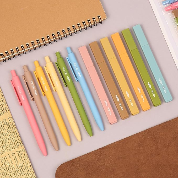 Mr. Pen- Aesthetic Highlighters and Gel Pens, 12 Pack, Boho Colors Bible Highlighters No Bleed, Fine Point 0.7mm Gel Pens, Fast Dry and No Smear for Bible Journaling, Planner, School Supplies