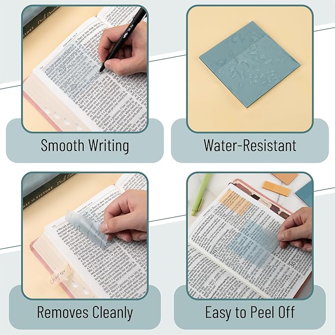 Mr. Pen- Transparent Sticky Notes Set, 200 Sheets, Transparent Sticky Notes and Planner Tabs with Black Fineliner Pen for Bible Study, Office, School, Planning, Journaling & Organization