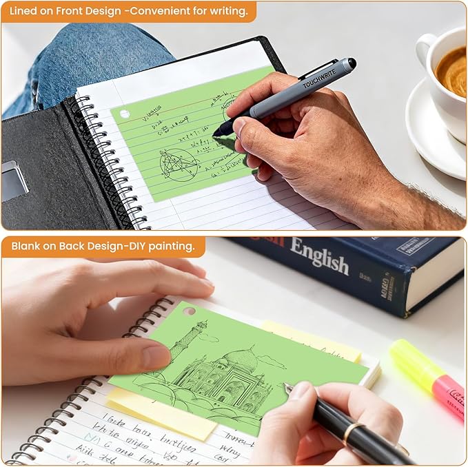 300 Count Green Index Cards 3x5 Inch with Ring, Heavy Weight Flash Cards, Note Taking Supplies, Portable Note Cards, Study Flashcards for Students & Teachers, Office Home School Study Supplies