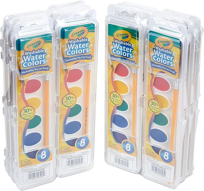 Crayola Washable Watercolor Paint Sets for Kids & Teachers (12ct), Bulk Classroom School Supplies for Preschool & Kindergarten, Wishlist Essentials, Crafting Activities for Toddlers