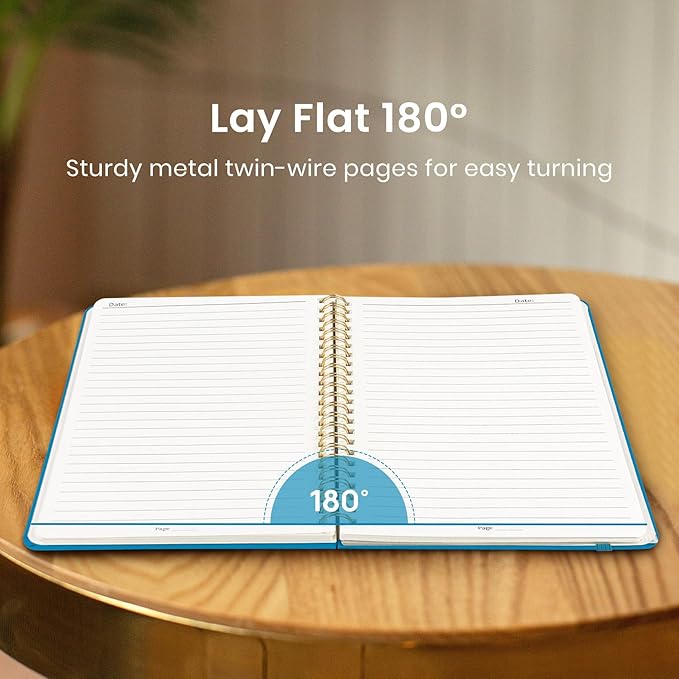 Taja Lined Spiral Journal Notebook for Women & Men, 140 Pages, College Ruled Hardcover Notebook for Work & Note Taking, Journals for Writing, A5(5.7" x 7.9") – Azure Blue